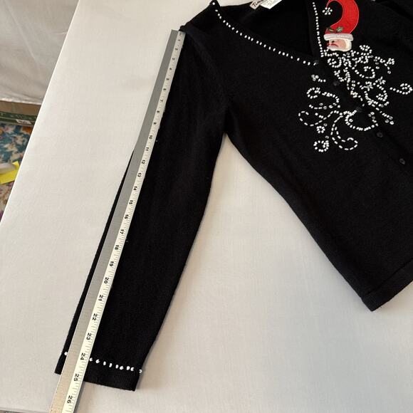 Vtg Timberlea Women's M Beaded Whimsical Santa Cardigan Sweater Christmas Party - Picture 6 of 8